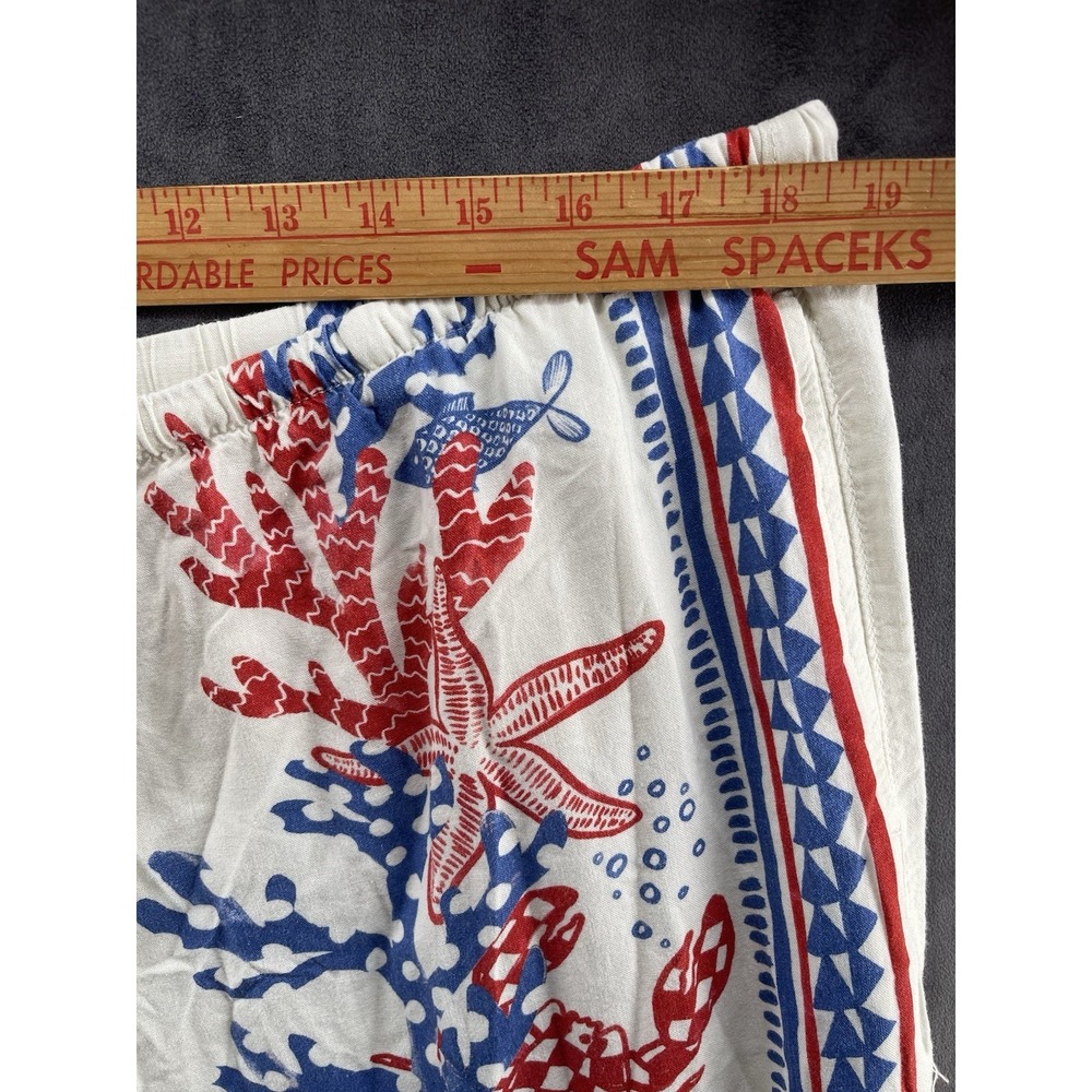 Next Linen Blend Mermaid Coral Print Wide Leg Beach Pants Women US 16R XL - Picture 5 of 6